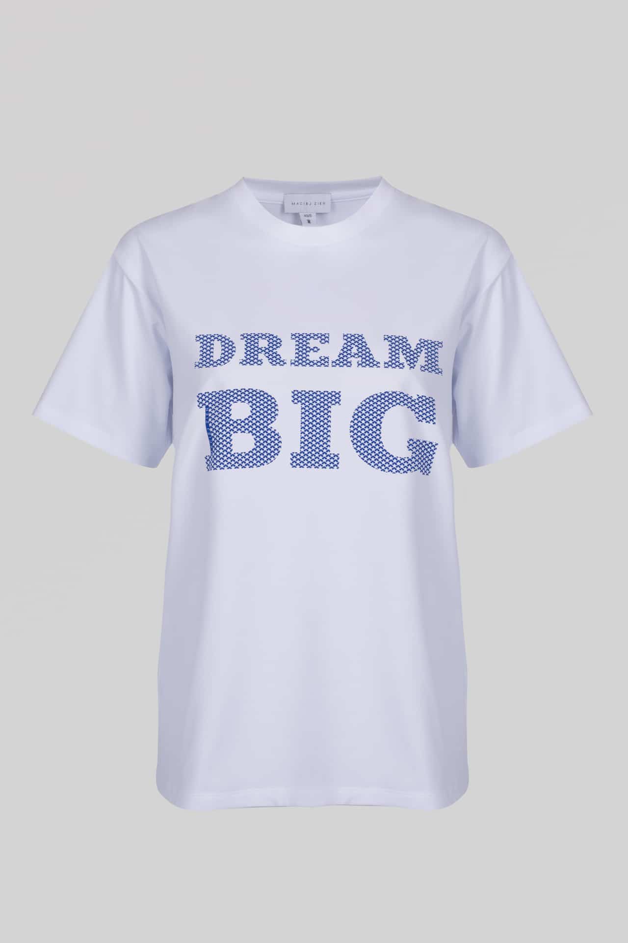 Dream BIG biały T-shirt z nadrukiem projektu Macieja Zienia - obrazek 3